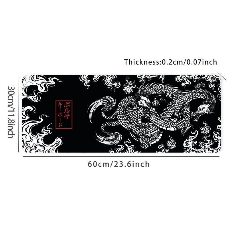 Tapis de souris XXL Dragon Japonais Noir et Blanc 900x400