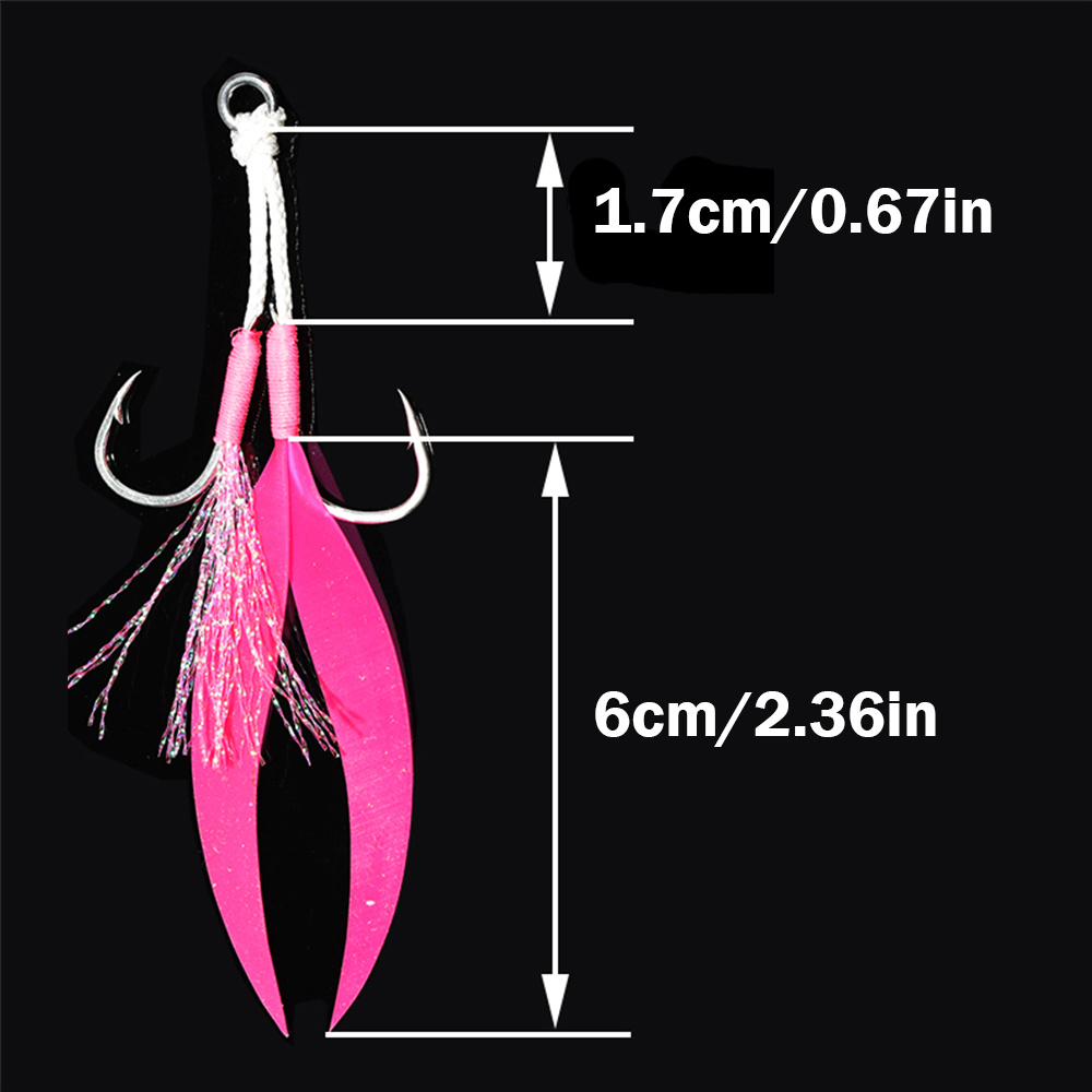 Double Assist Hook Silicone Ribbon Metal Jig Hook Fishing - Temu