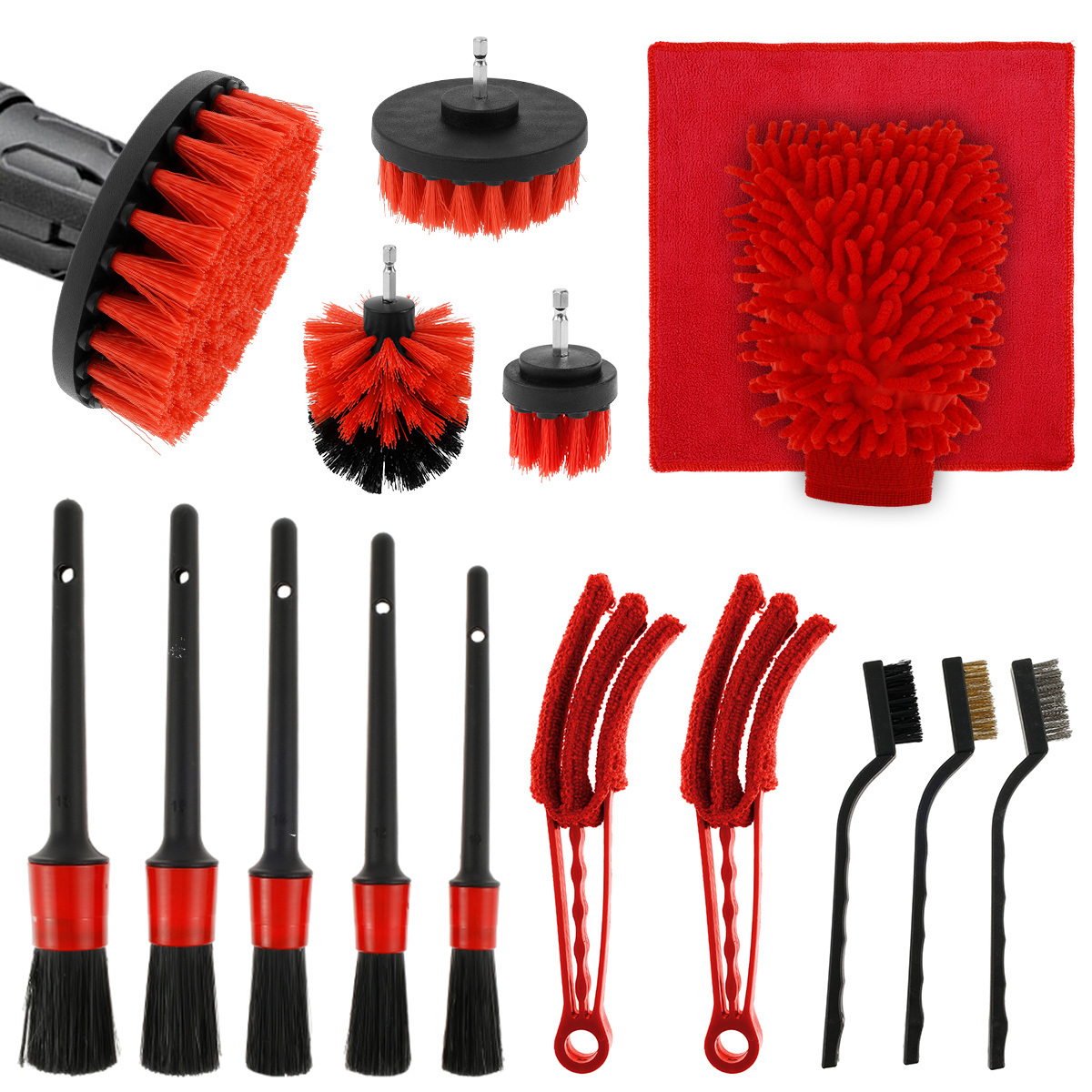 18Pcs Car Detailing Brush Set, Car Detailing Kit, Auto Detailing Drill  Brush Set, Car Detailing Brushes, Car Cleaning Kit,Car Wash Brush Kit