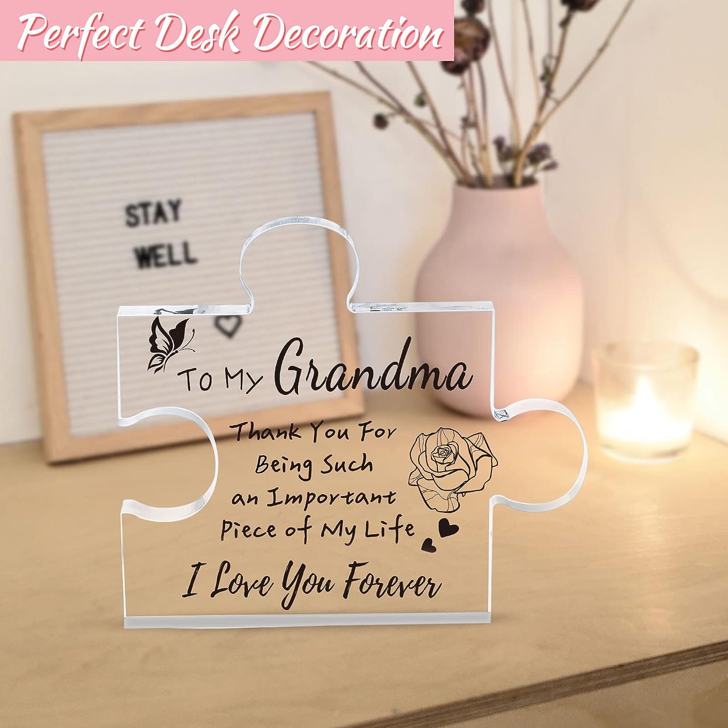 Cadeaux Pour Grand-mère, Plaque Acrylique Gravée Personnalisée, Cadeaux D' anniversaire De Noël Pour Grand-mère, Mode en ligne