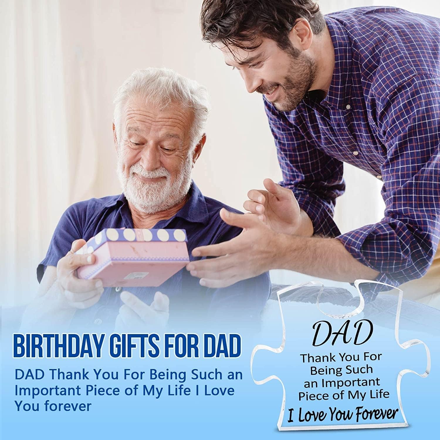 1pc Acrylic Plaque, Gifts For Dad From Daughter Son, Fathers Day Birthday  Gifts For Dad Engraved Puzzle Acrylic Plaque, Dad Gifts Puzzle Piece Sign, C