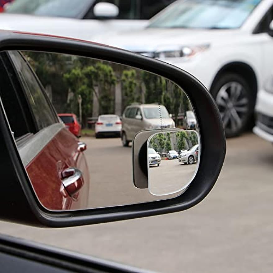 WINSX Miroir d'angle mort 360 ° rotatif cadre rond grand Angle miroir  convexe Hd verre cristal miroirs d'angle mort pour voiture Suv Vans  camion,Le