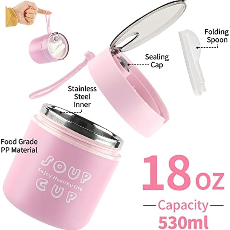 Lunch Boxes, Food Storage Container, Stainless Steel Thermal For Hot Food,  Vacuum Insulated Food Jar With Foldable Spoon, Leak Proof, Portable Hot  Soup Container, For Adult And Teenagers, Kitchen Supplies - Temu