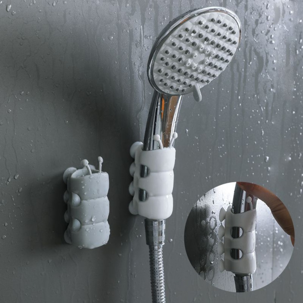 Pomme de douche murale réglable, support de douche de salle de bain,  crochet mobile sans poinçon, accessoires de rangement de salle de bain