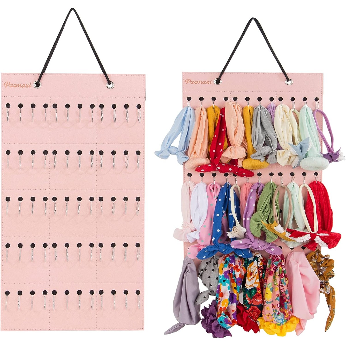  2 Pack Wall Hanging Bow Holder with 20 Hooks Hair Bow Holder  Organizer for Girls Hanger Headband Storage Organizer Include 40 Metal Bow  Hanger Clips Bows 2 16 - 28 Inch