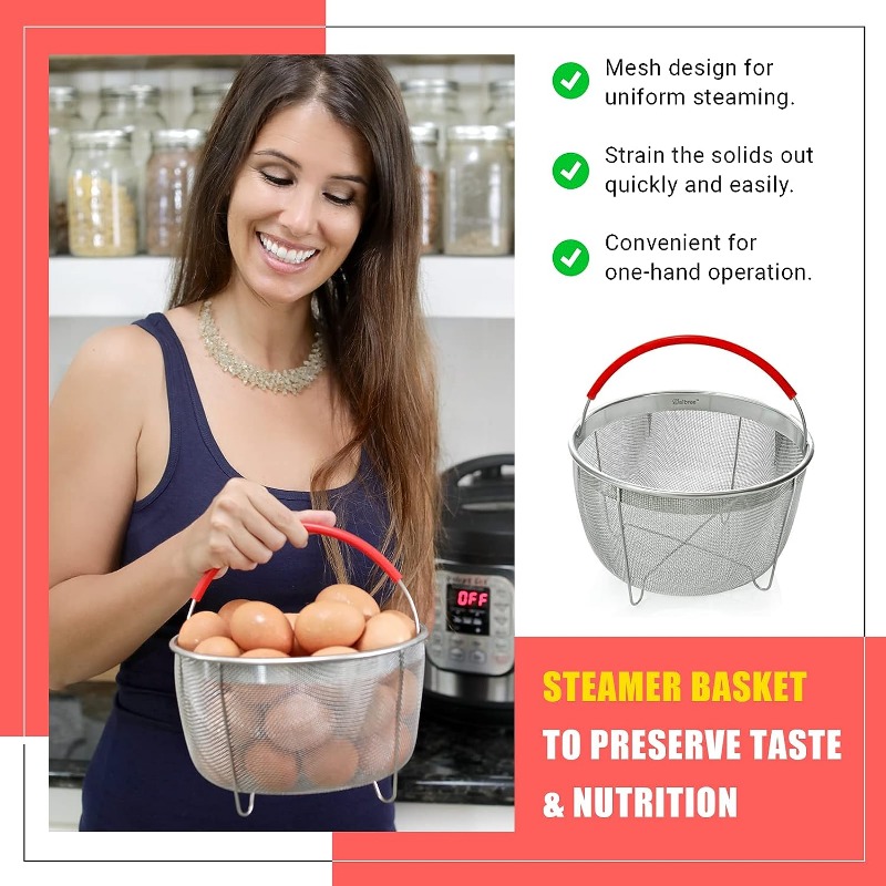 Vegetable Steamer Basket, Fits Instant Pot Pressure Cooker 5/6 QT