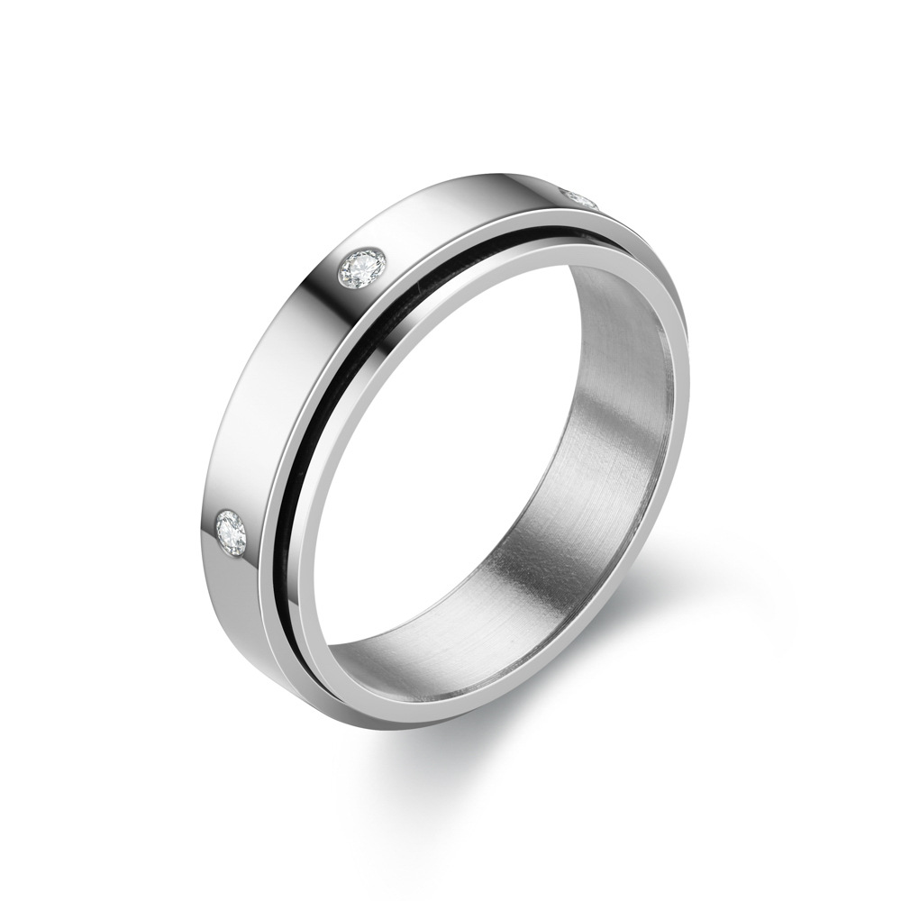 Titanium Steel Rings For Men Silvery Rotatable Rings Ideal - Temu