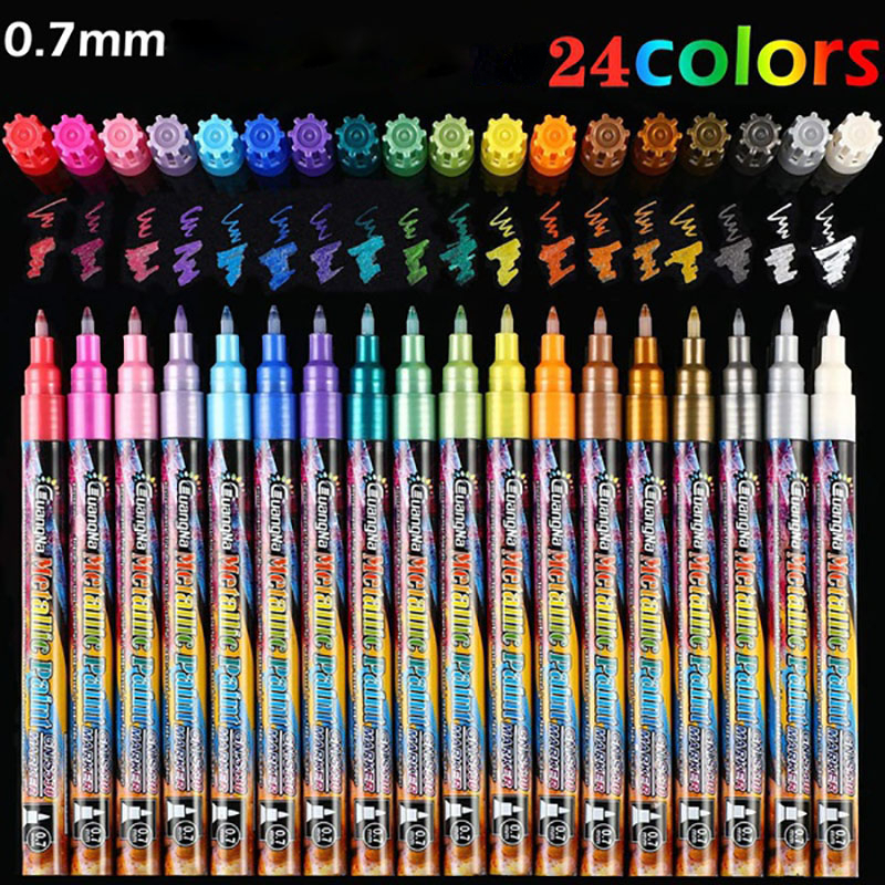 Acrylic Paint Markers Pens Set , 24 Color Medium Point Tip Art