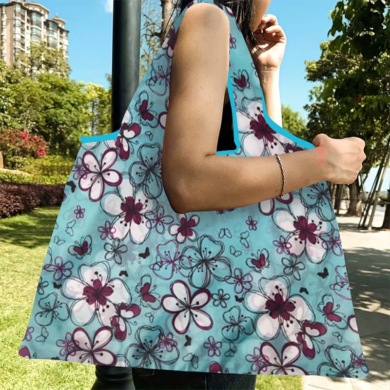 Classic Flowers Print Shoulder Bag, Stylish Large Capacity Handbag,  Portable Zipper Storage Bag - Temu