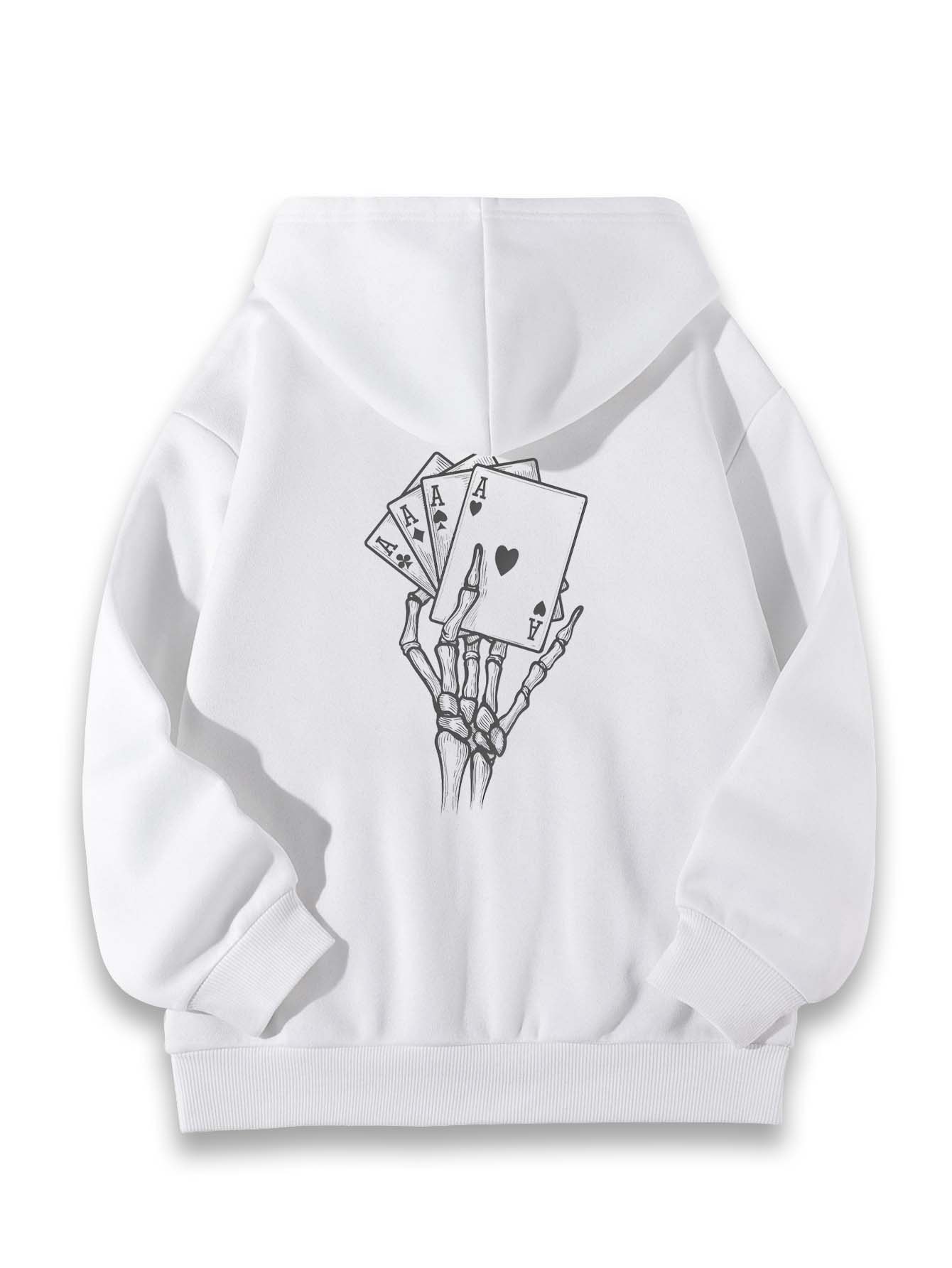 Skeleton Game Cards Print Girls Fashion Pocket Front Hooded Sweatshirt -  Temu Cyprus