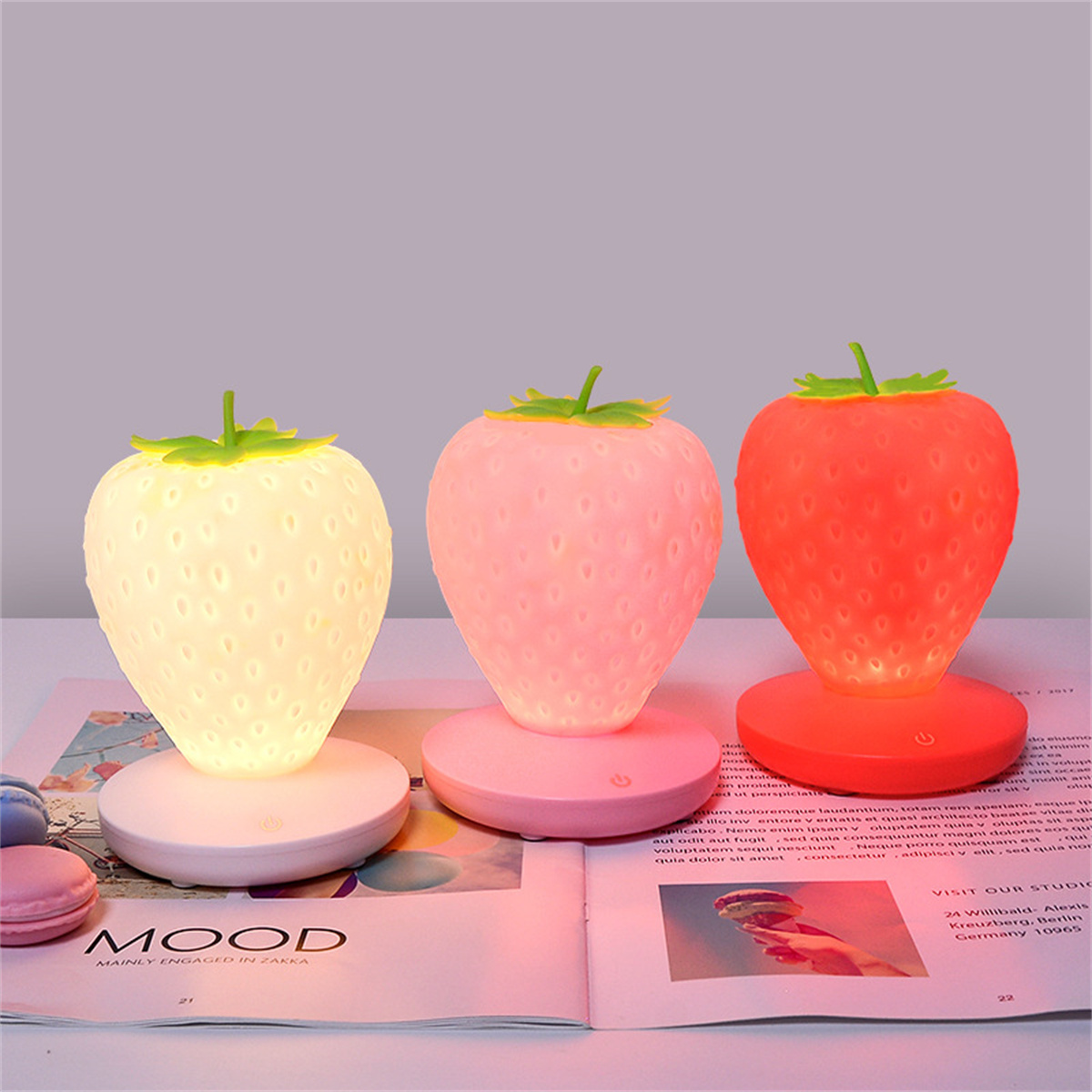 Lámpara Fresa Recargable Usb Pc Luz Ambiente Led Frutas - Temu