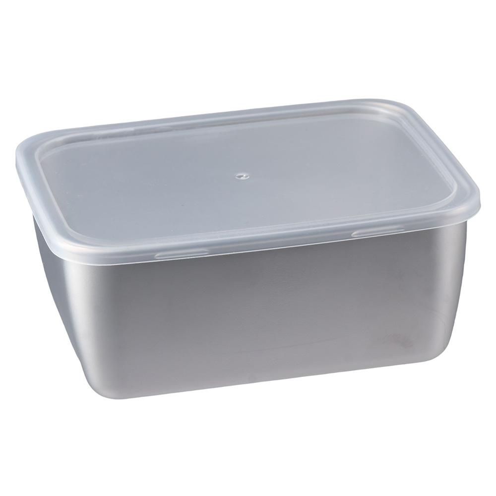 1pc Rectangle Food Containers With Lid, Stainless Steel Snack Container,  Airtight Bento Food Box, For Teenagers And Workers At School, Canteen, Back  S