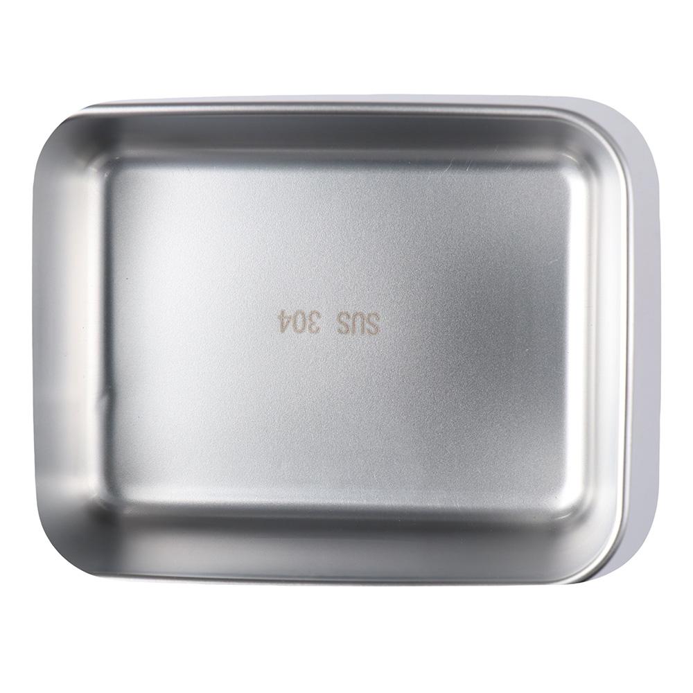 1pc Rectangle Food Containers With Lid, Stainless Steel Snack Container,  Airtight Bento Food Box, For Teenagers And Workers At School, Canteen, Back  S