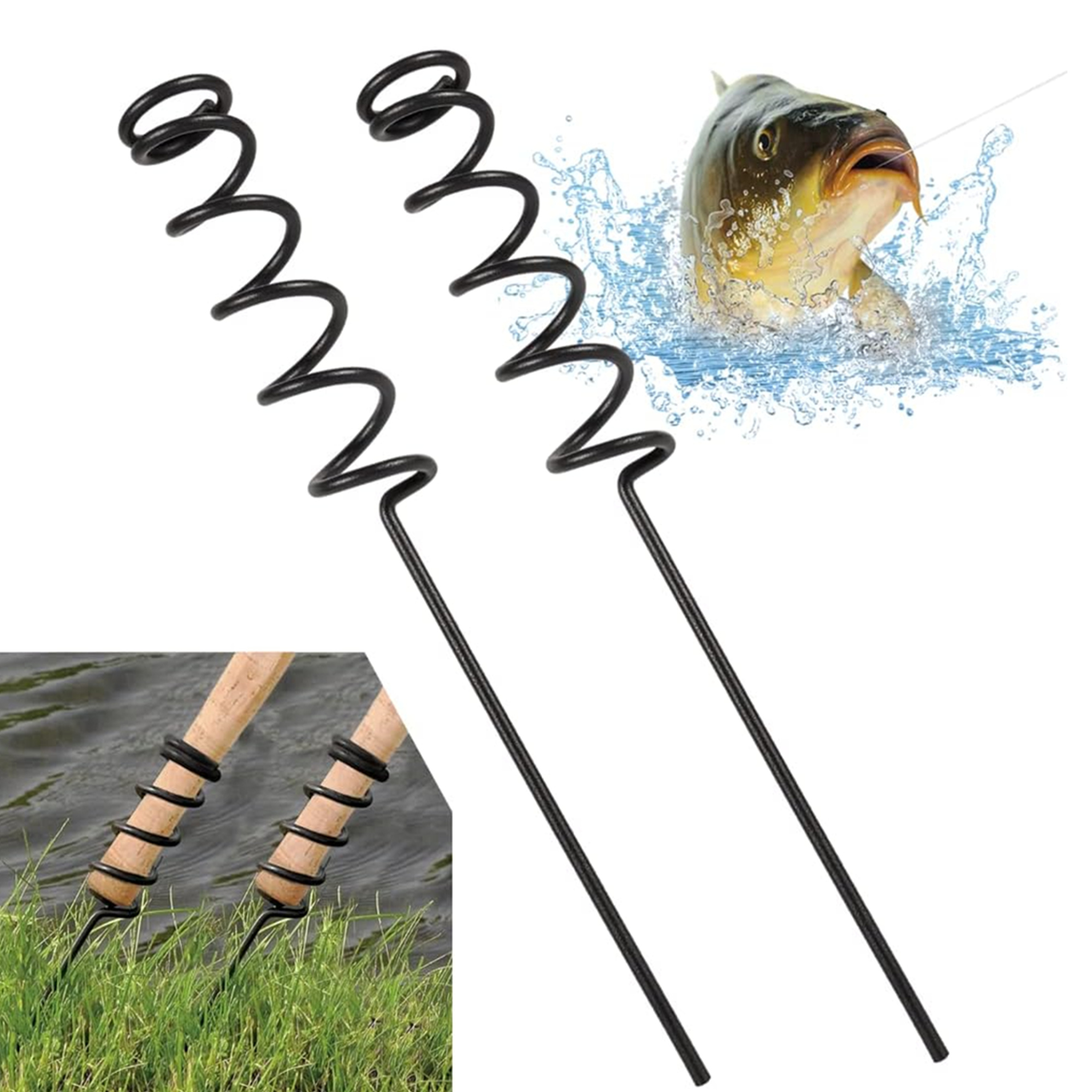 Black Spiral Fishing Rod Holder Lightweight And Portable - Temu