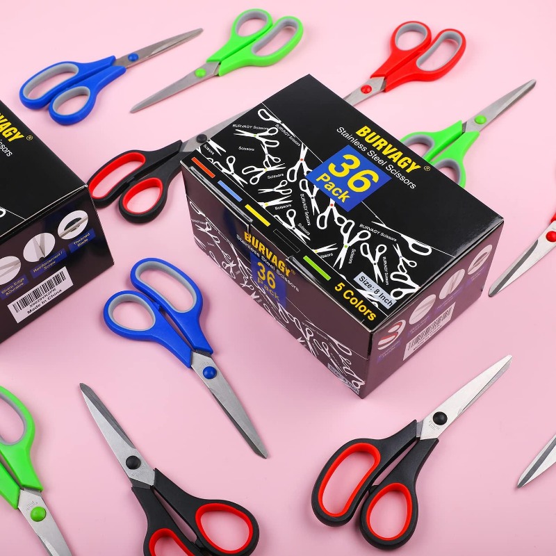 8 Multi purpose Scissors Sturdy Sharp Scissors Right/Left Handed  Comfort-Grip Handles for Office Home