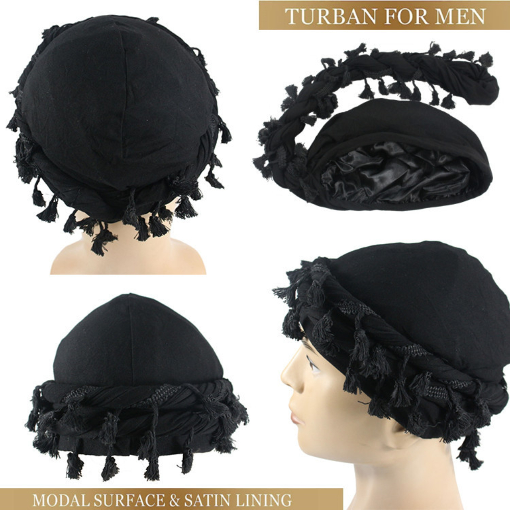 

Turban For Men, Vintage Twist Head Wraps Durag With Tassel