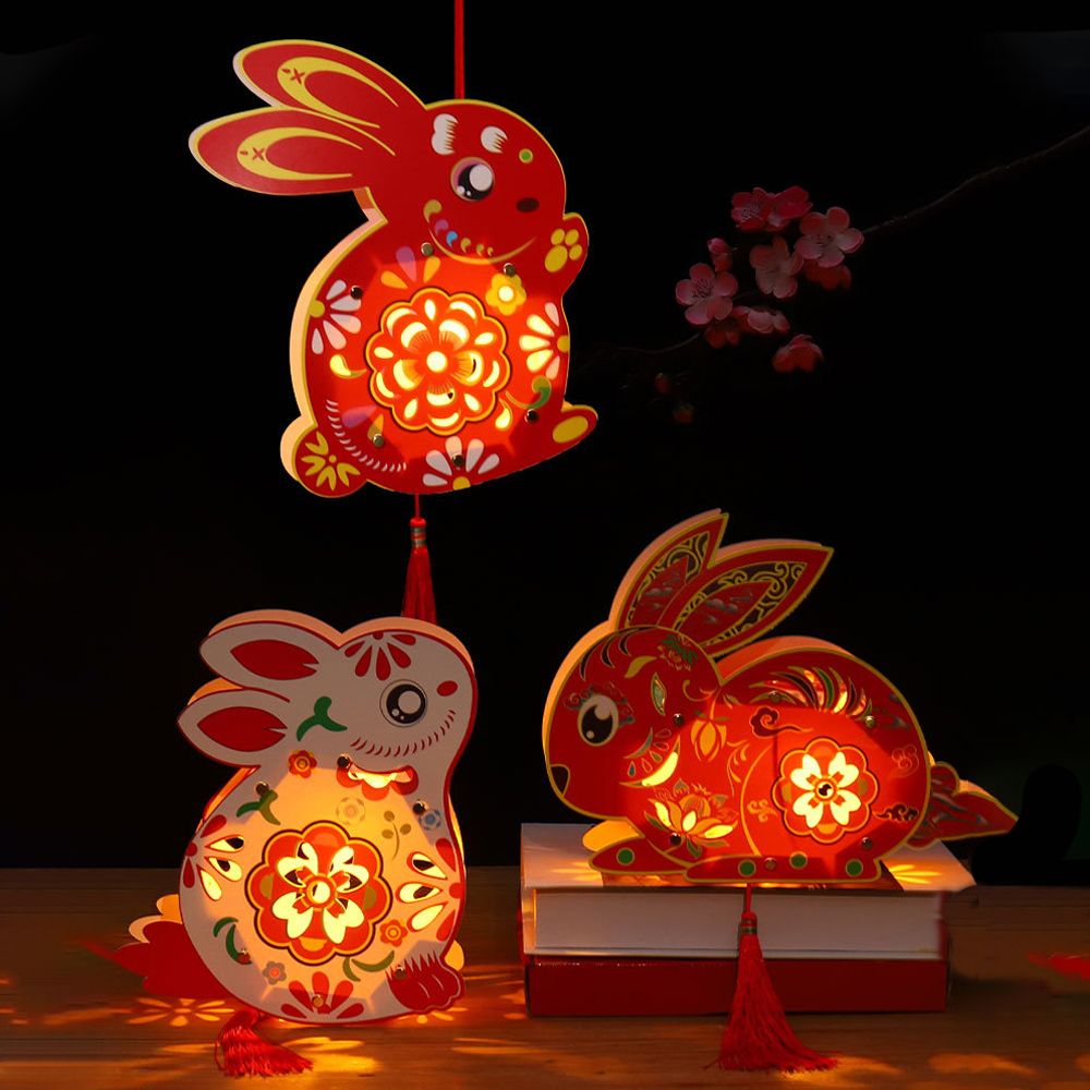 4pcs Red Chinese New Dragon Year Festival Lantern DIY Chinese Traditional  Hand Made Lanterns for Kids About The Ancient Festival Home Holiday