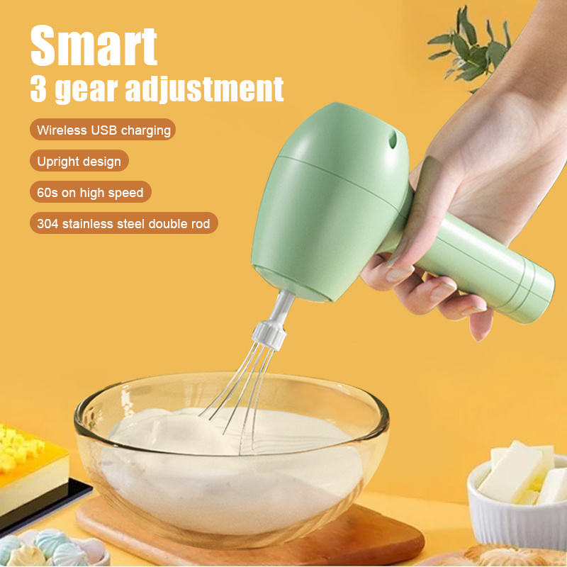 Wireless Electric Food Mixer Portable 3 Speeds Double Stick Egg
