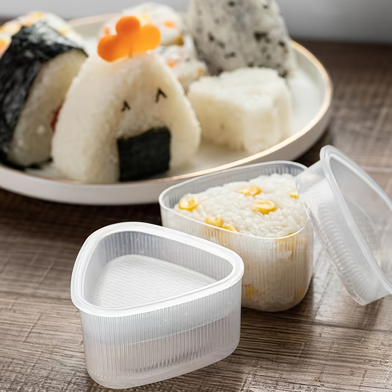 Moule à sushi rectangulaire en forme de boule de riz Onigiri Outil de  fabrication de bento avec poignée pour accessoires de cuisine Kangsanli