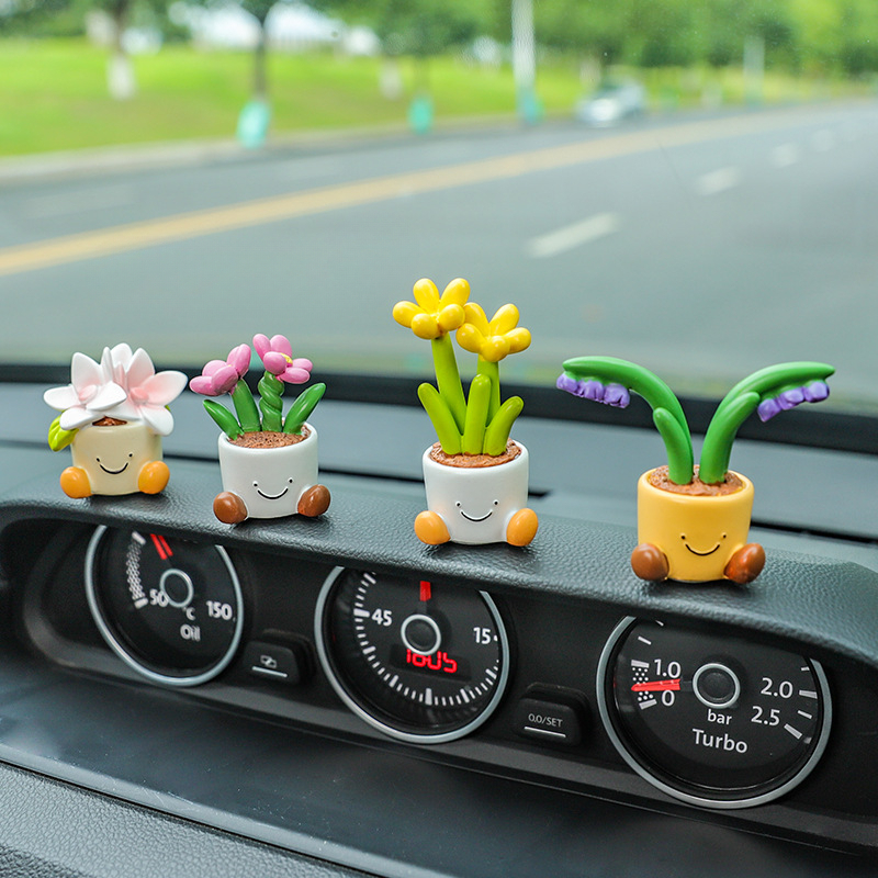 Small Flower Pot Elf Ornament Car Interior Dashboard - Temu