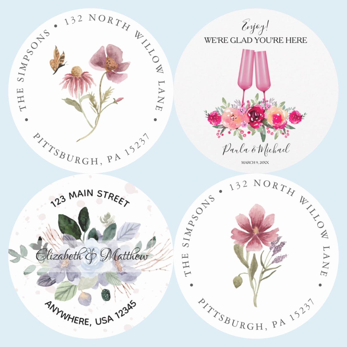 120 x Save The Date Stickers Wedding Invitation Stickers Bouquets Envelope  Labels Wedding Decor Labels Floral Wedding Seals