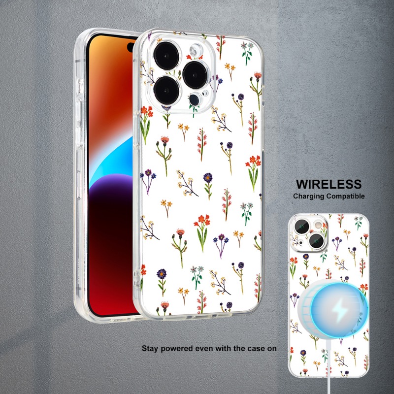 

2.0mm Clear Phone Case With Little Flowers Uv Printing Phone Case 360 Degree Full Protection Phone Cover For Iphone 11 12 13 14 Pro Max 15 Ultra Xr X/xs 7 8 Plus Se Mini