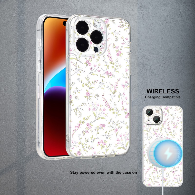 

2.0mm Clear Phone Case With Flowers Uv Printing Phone Case 360 Degree Full Protection Phone Cover For Iphone 11 12 13 14 Pro Max 15 Ultra Xr X/xs 7 8 Plus Se Mini
