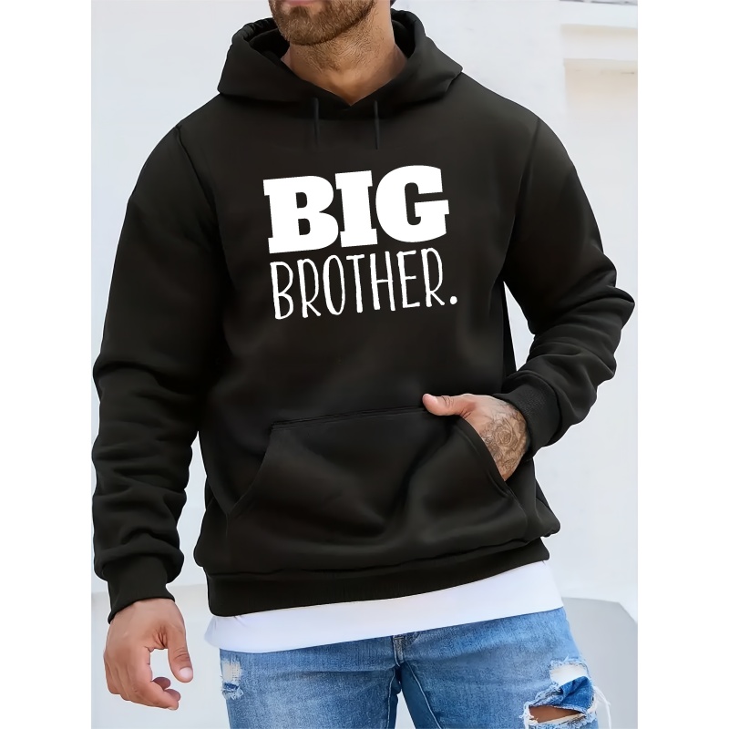 

Big Brother Print Hoodie, Cool Hoodies For Men, Men's Casual Graphic Design Pullover Hooded Sweatshirt With Kangaroo Pocket Streetwear For Winter Fall, As Gifts