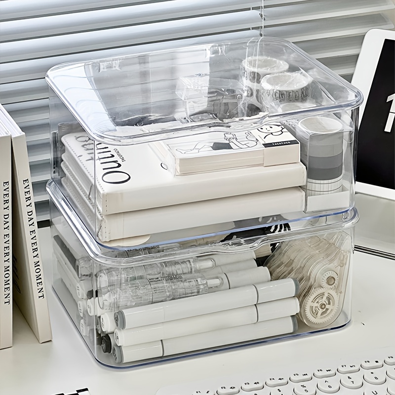 

Transparent Storage Box, Clamshell Containers, Organization For Stationery, Home, Office, School, Bathroom