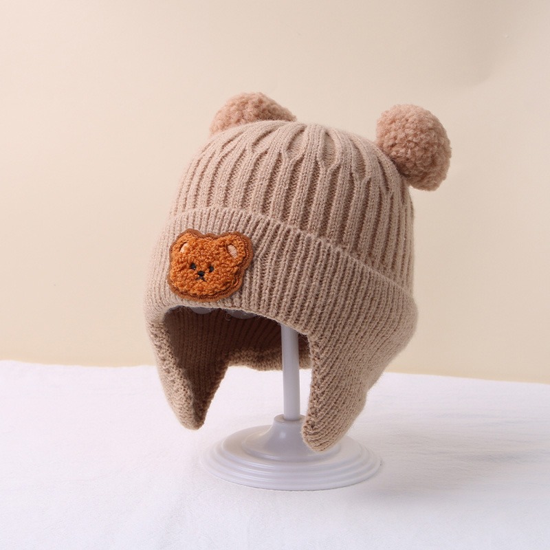 Winter Baby Beanie Cartoon Bear Ear Protection Knitted Hat