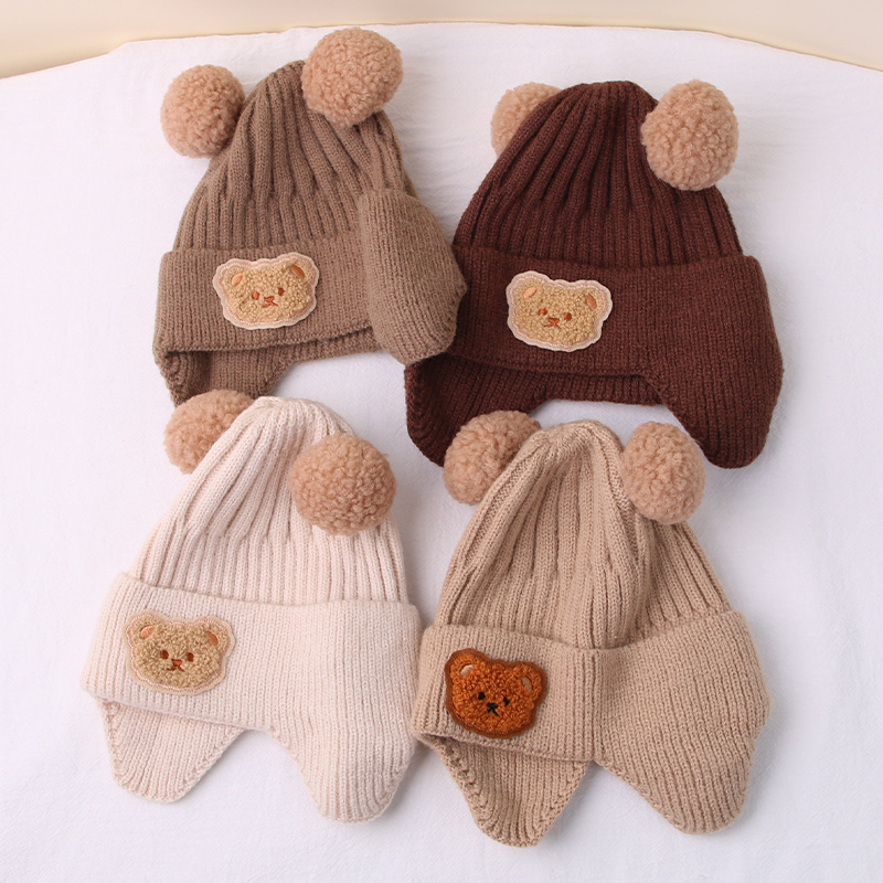 1pc Bonnet Tricoté D'hiver Pour Bébé Avec Oreilles D'ours En - Temu France