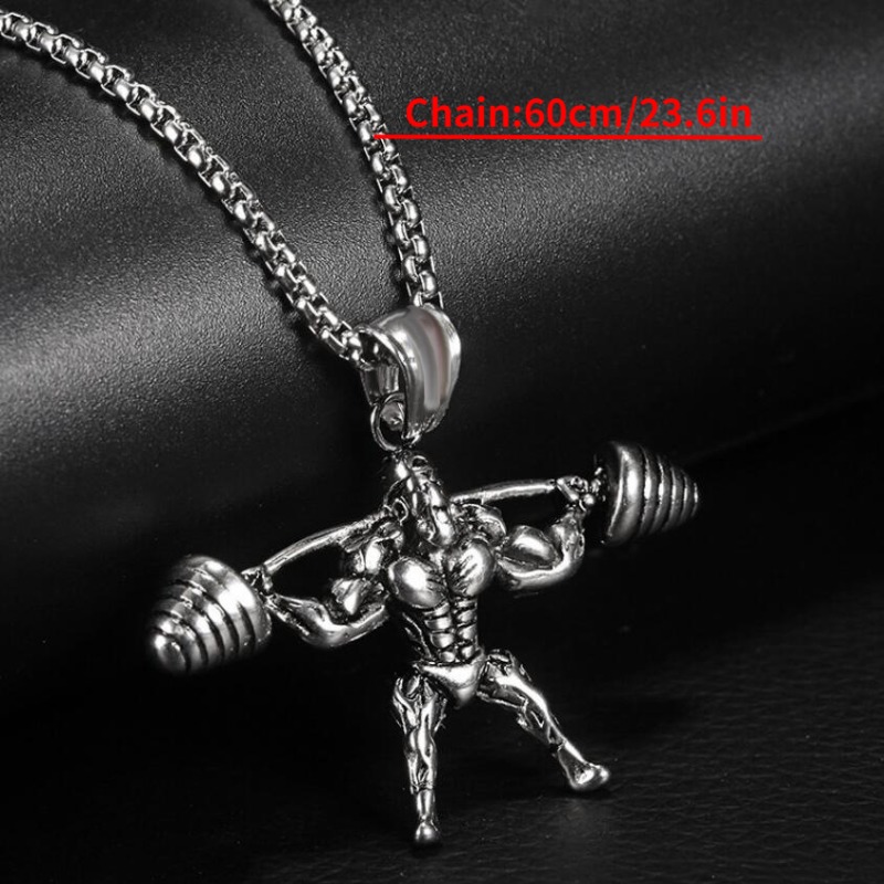 Fitness Jewelry Titanium Steel Barbell Necklace Girl Gym Gifts For