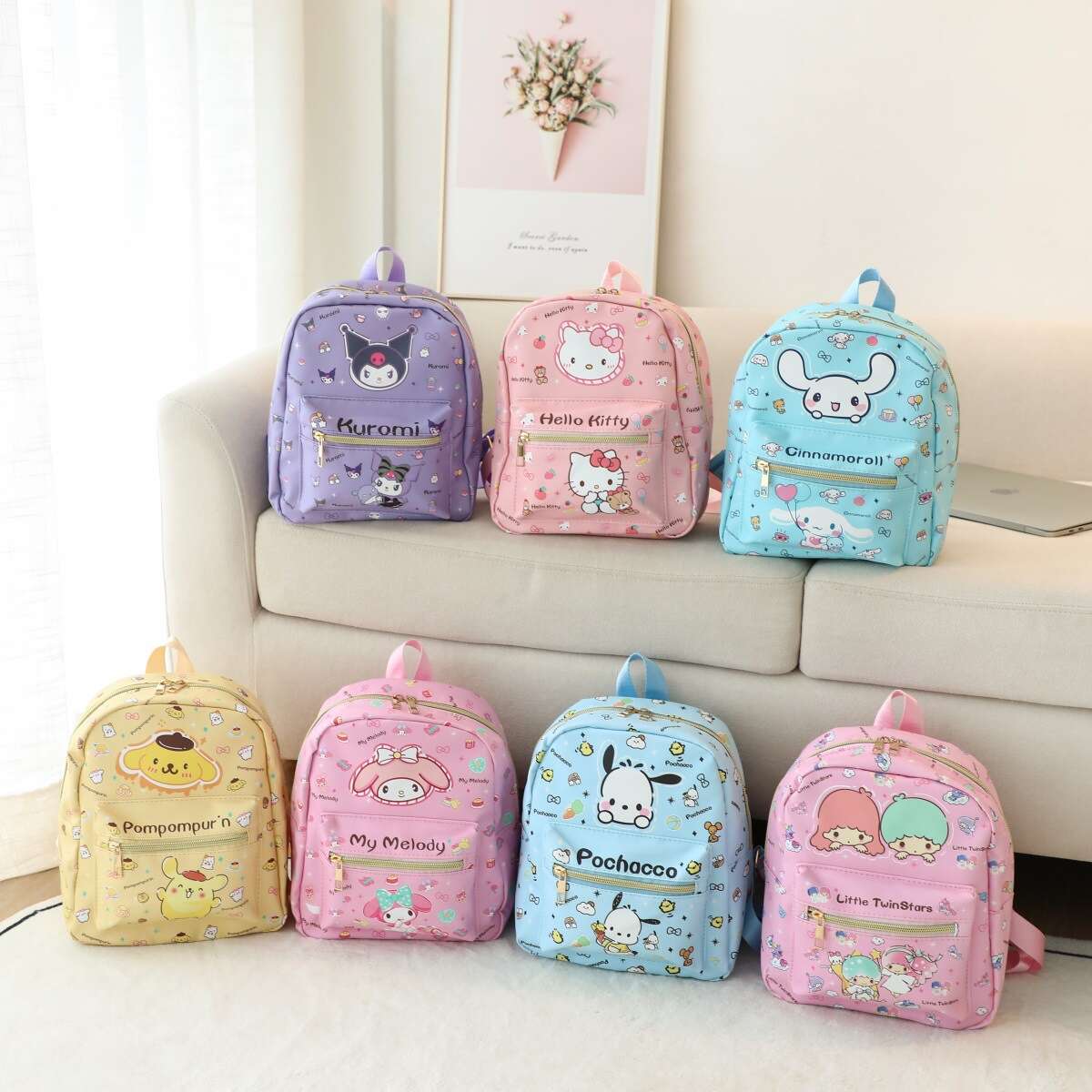 Sanrio Hello Kitty Y2k Fashion Backpack Sister Cute Pink Leopard Print  Schoolbag Sweet Cartoon Animation Zipper Student Bag Girl