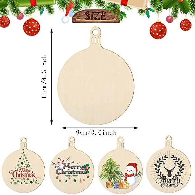 Diy Wooden Christmas Ornaments Predrilled Wood Circles For Crafts Round  Centerpieces Discs Holiday Hanging Decorations - Temu