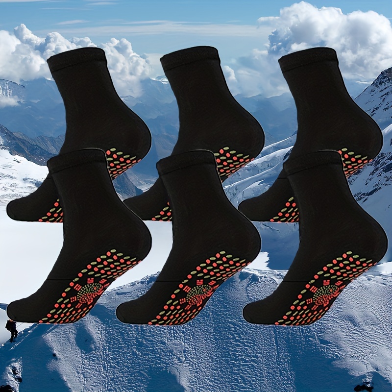 6 pares de calcetines calefactables, calcetines autocalentables para  hombres y mujeres, masaje anticongelante para pesca, camping, senderismo,  esquí y