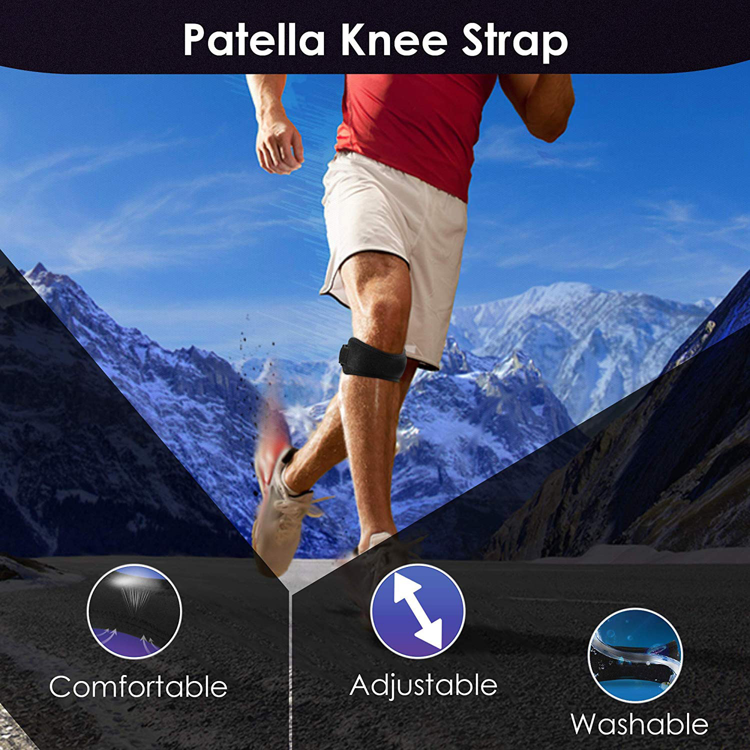 Sangle de genoux pour tendon rotulien - Sangle maintien Patella