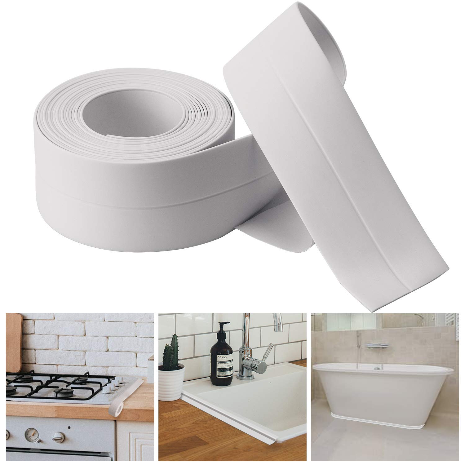 Cinta impermeable antimoho para fregadero de cocina, pegatina de costura  autoadhesiva para encimera de baño, hueco de inodoro - AliExpress