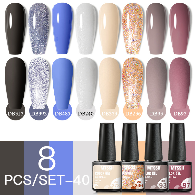 Glow in The Dark Glitter Gel Nail Polish Collection 8 Colors Gel Polish Set  Long