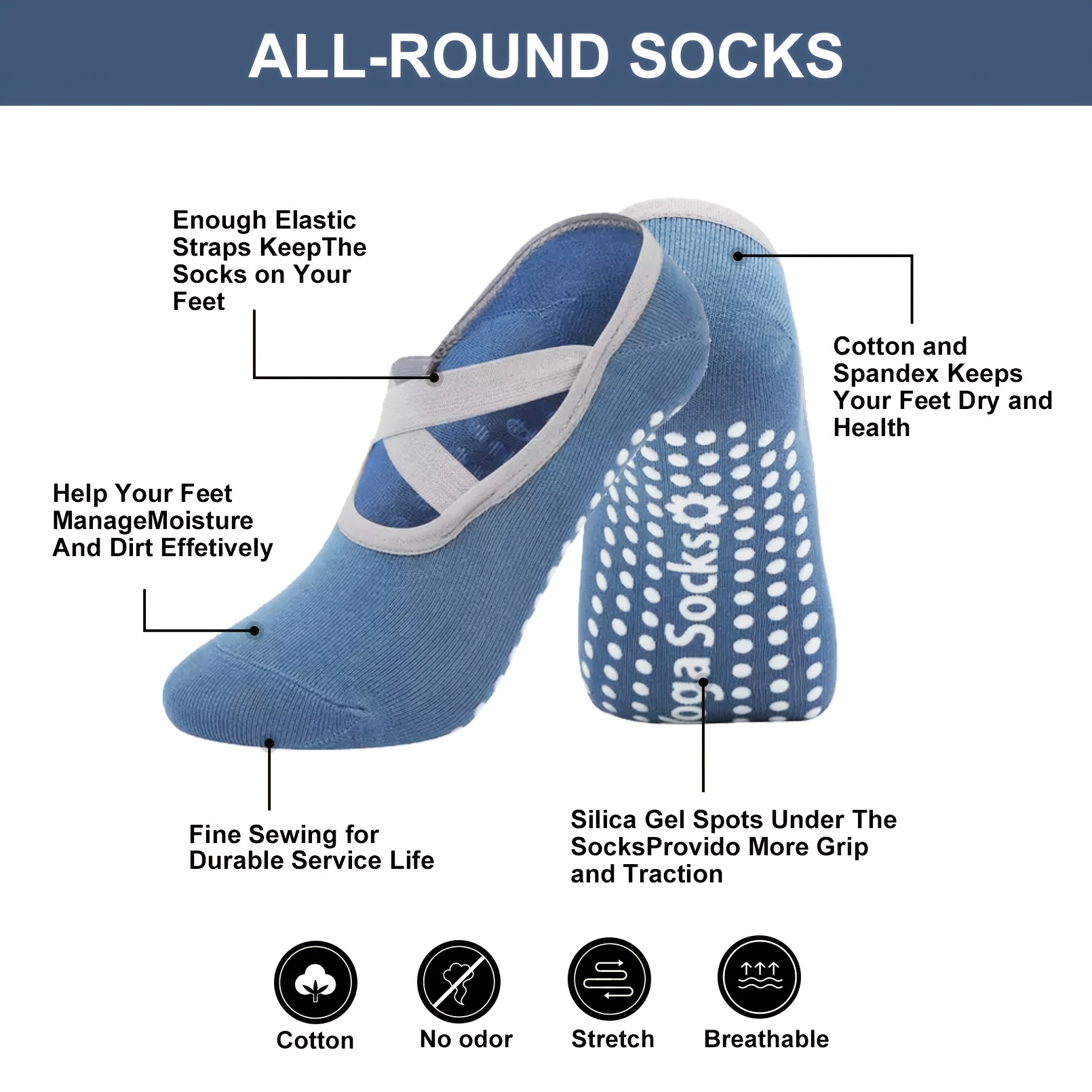 Women's Non Slip Yoga Socks with Cross Straps