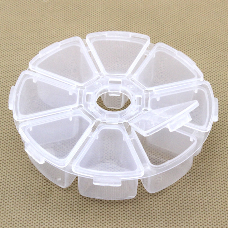 1/4pcs Round 8 Grids Transparent Plastic Storage Box, Jewelry Organizer,  Clear Empty Storage Container For Beads Earring DIY Art Accessories Screw