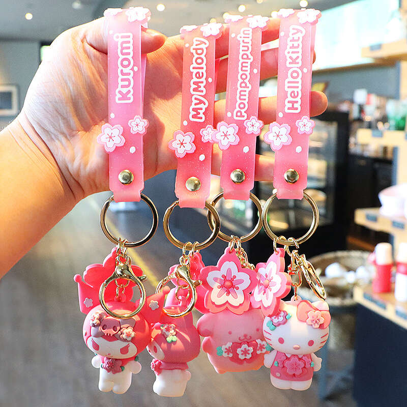 Porte-clés de dessin animé mignon Hello Kitty Sanurgente Anime Melody  Kuromi Cinnamoroll jouets poupées suspendues porte-clés de voiture cadeaux  pour filles et enfants Kawaii