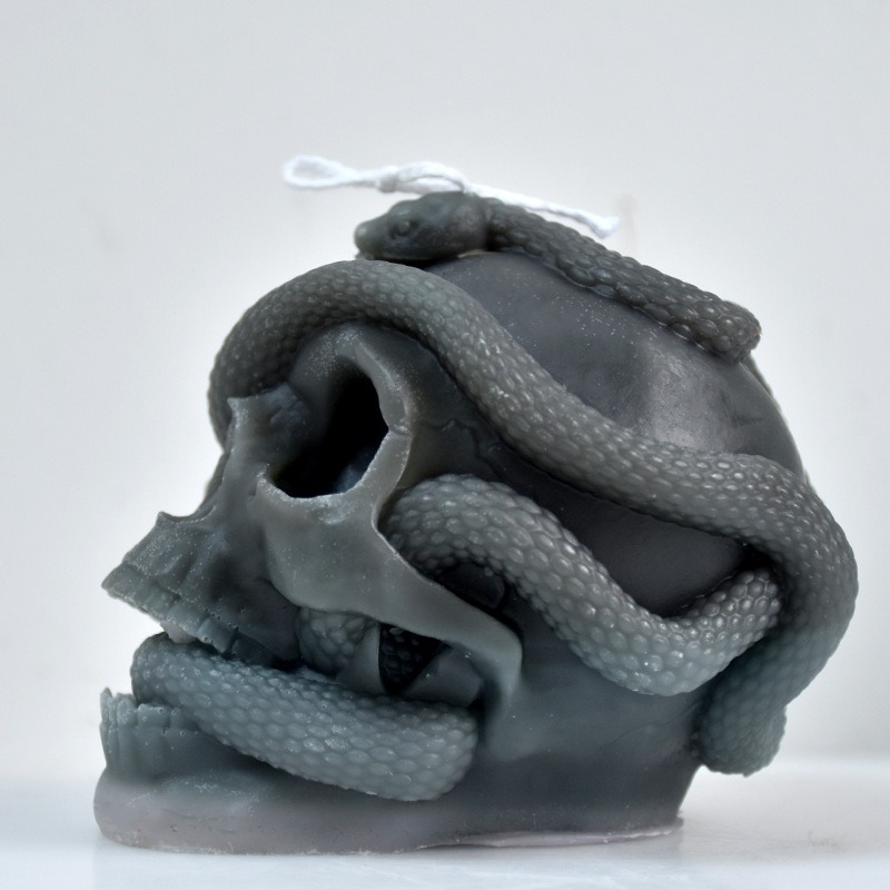 Snake Winding Around Skull Diy Scented Candle Silicone Mold - Temu