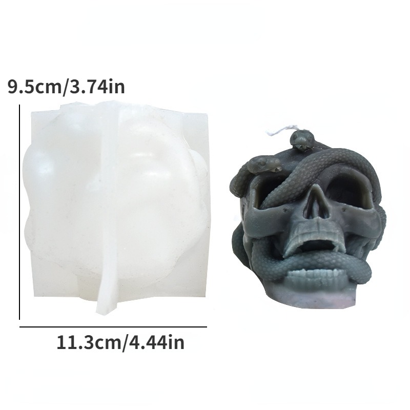 Snake Winding Around Skull Diy Scented Candle Silicone Mold - Temu