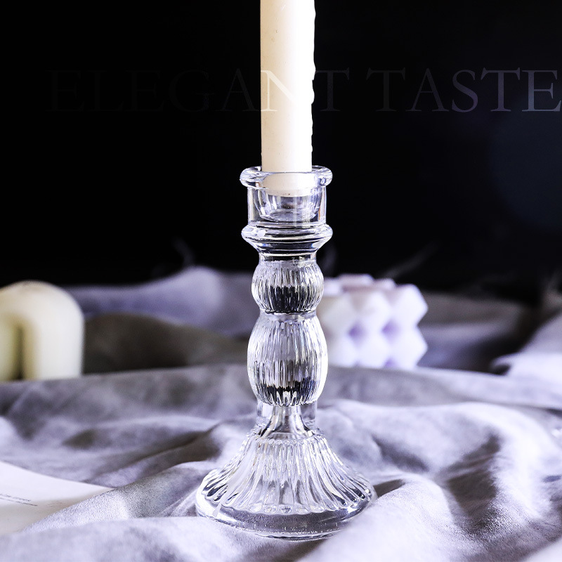 Glass candle holder retro windproof Zen simple candlelight Nordic dinner candle  cover glass tea table decoration