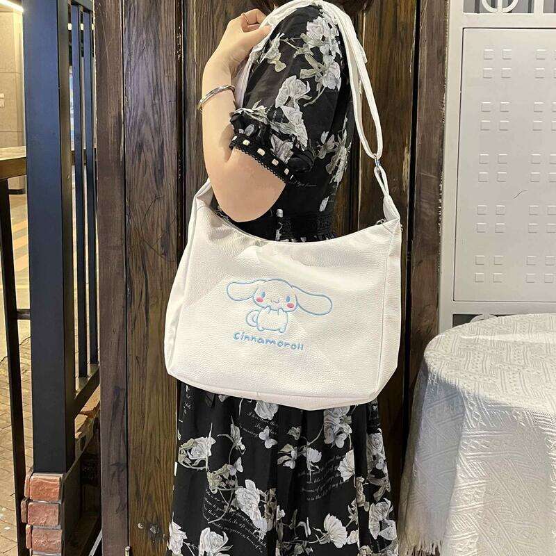 Sanrio hello kitty shoulder bag new canvas large capacity tote bag cartoon  cute handbag girl storage bag shopping