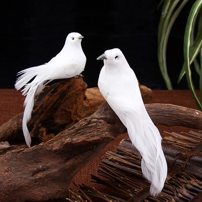 Colombe plumes blanche - Fournitures - Animaux - Art floral et décoration