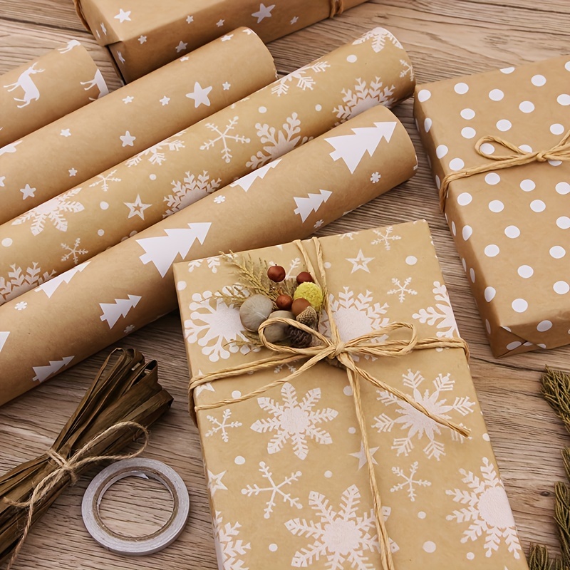 5 Feuilles Papier D'emballage De Noël Avec Étiquettes - Temu Belgium