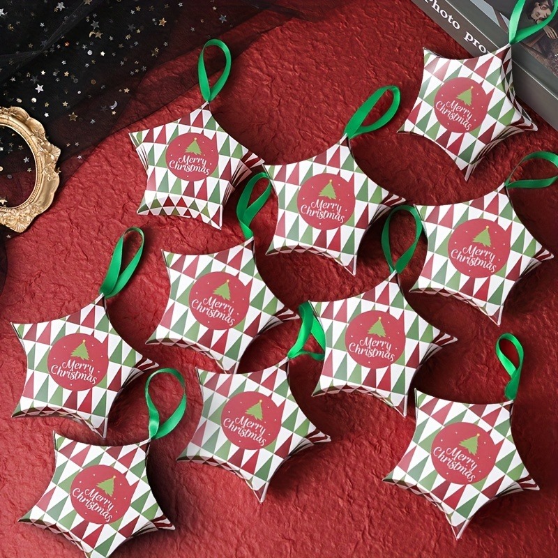 50 Pcs Boîte De Bonbons De Noël Avec Ruban, DIY Cadeau Sacs De Fête Cadeau  De Fête Dessert Biscuit Bonbons Emballage De Papier Festival Vacances