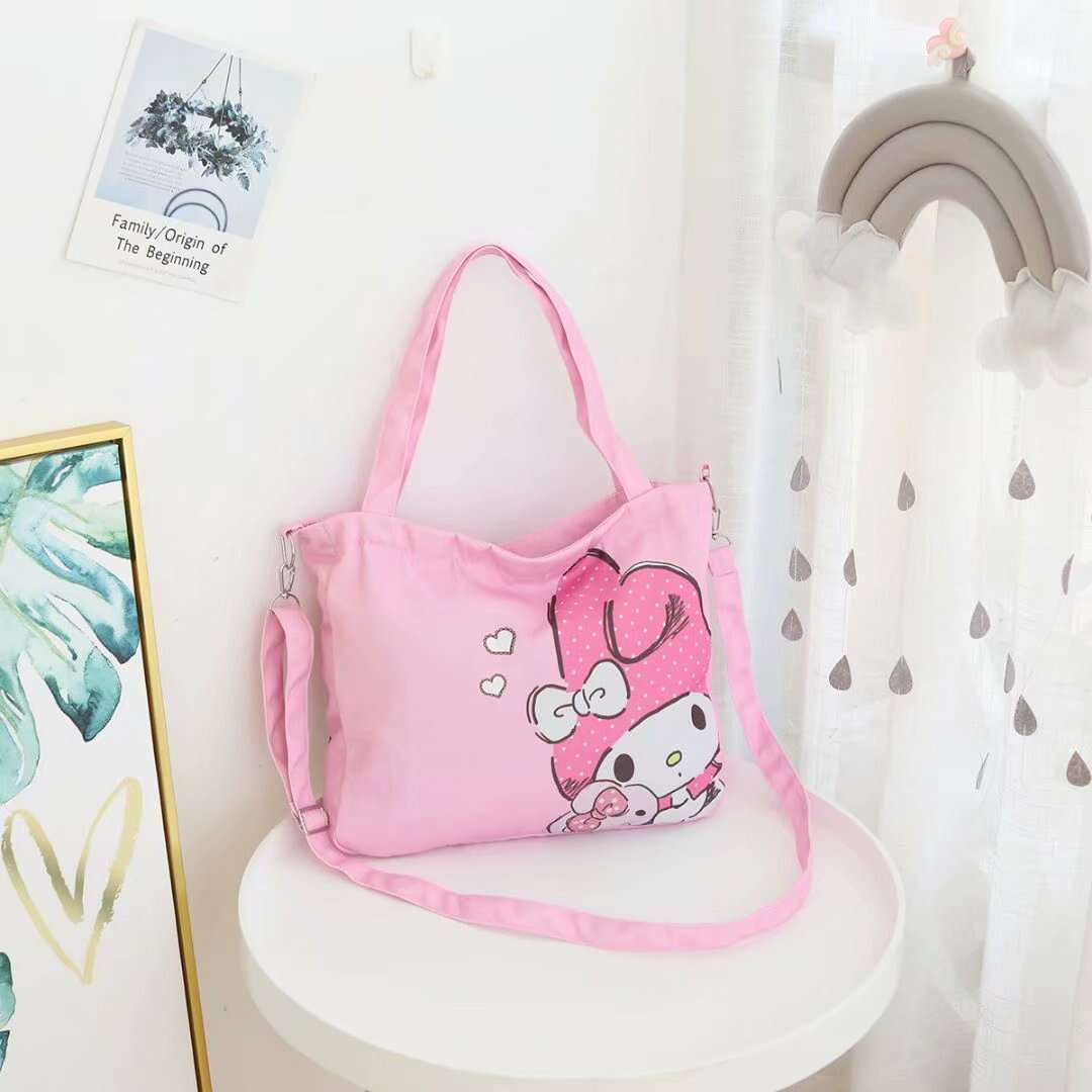 New Sanrio Hello Kitty My Melody Kuromi Kawaii Handbag Canvas Bag Cartoon  Student Lunch Box Handbag Shopping Bag