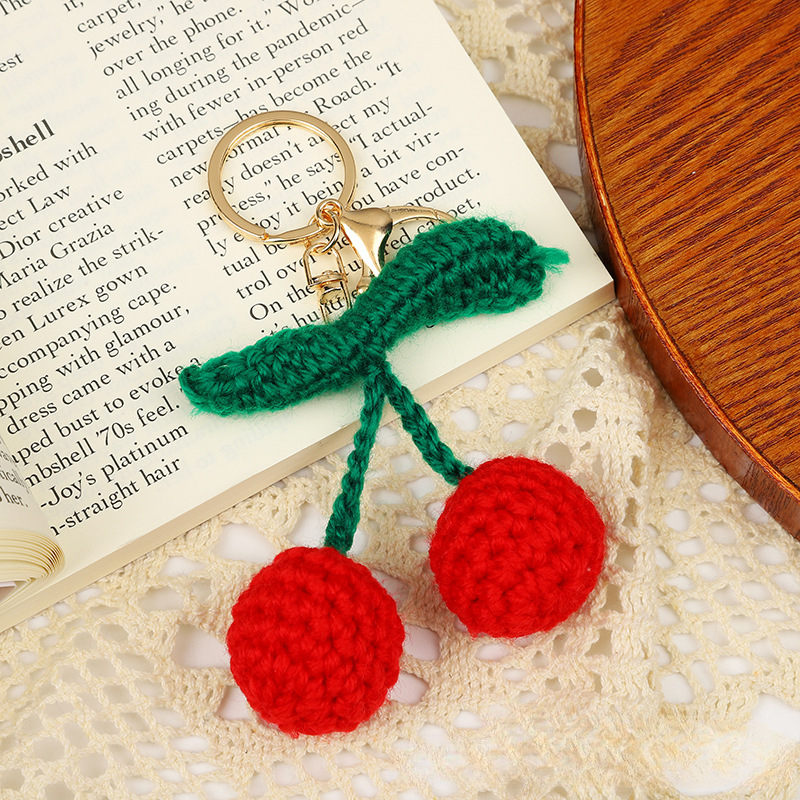 Accessories, Crochet Cherry Keychain